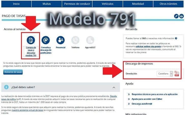 Modelo 791 descargar documento para tasas tráfico DGTcitaprevia