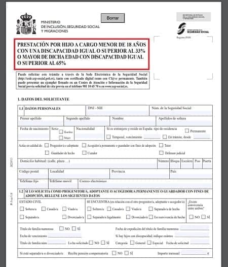 formulario de solicitud para ayuda por hijo a cargo