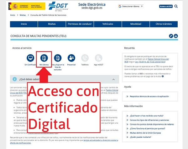 acceso testra con certificado digital