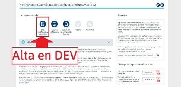 alta Dirección electrónica vial alta en dirección electrónica vial dev