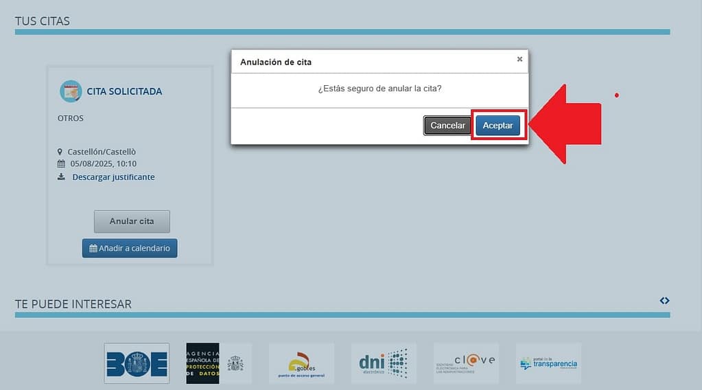 Anula o consulta tu Cita con la DGT 5 anulación de cita