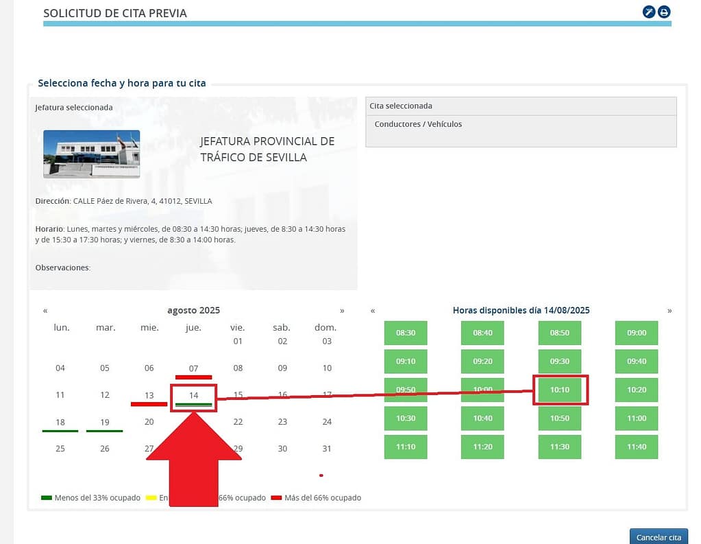 Cómo pedir cita en DGT Online 4 horario de citas y horas disponibles