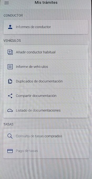 Trámites en MiDGT opciones de trámites en MiDGT