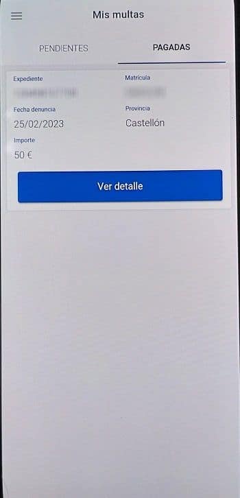 Consultar multas en MiDGT multas pendientes y pagadas