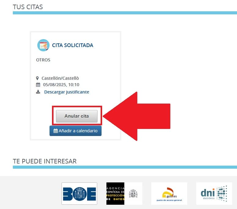 Anula o consulta tu Cita con la DGT 4 Cita en tráfico solicitada para cancelar