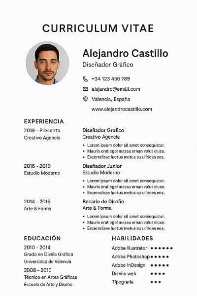 ¿Cómo hacer un Currículum Vitae Gratis y perfecto? 1 Curriculum vitae sencillo normal