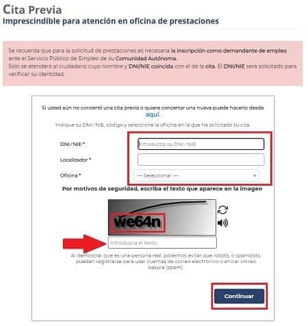Anular cita SEPE 5 localizador y datos de la cita sepe