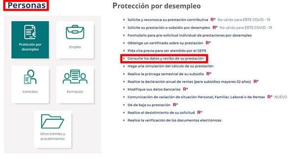 consuktar estado solicitud prestaciones sepe Consultar datos y recibos sepe
