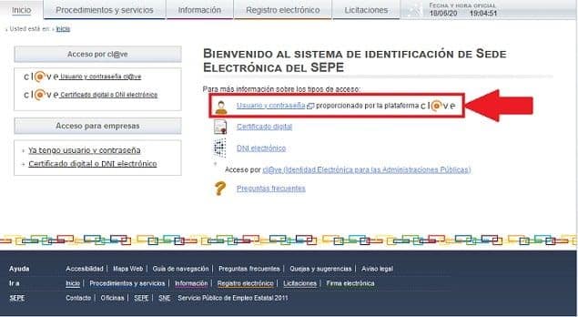 Clave permanente en SEPE sistema clave sepe