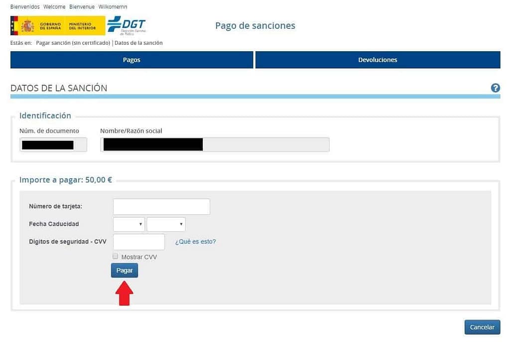 Paga tu multa DGT por internet 4 pager multa por internet con la tarjeta de credito