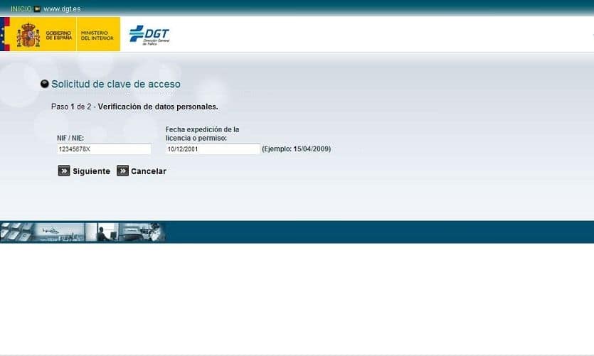 nif y fecha de expedición saldo puntos dgt